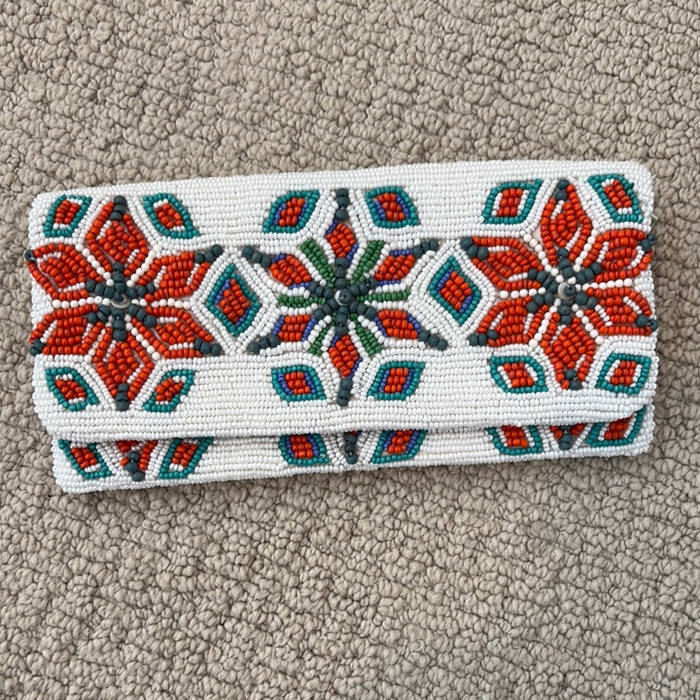 Moyna Beaded Floral Clutch - never used!